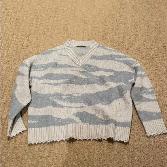 All Saints Tiga V-Neck Sweater in Blue - Picture 1 of 5